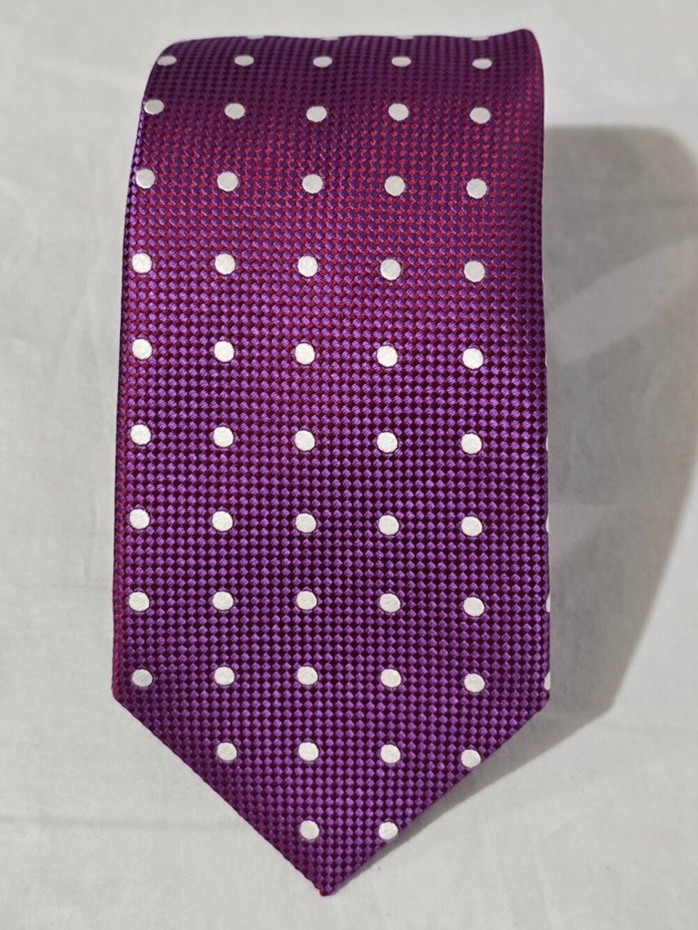 Eton Made in England 100% Silk Necktie - Purple White Dot